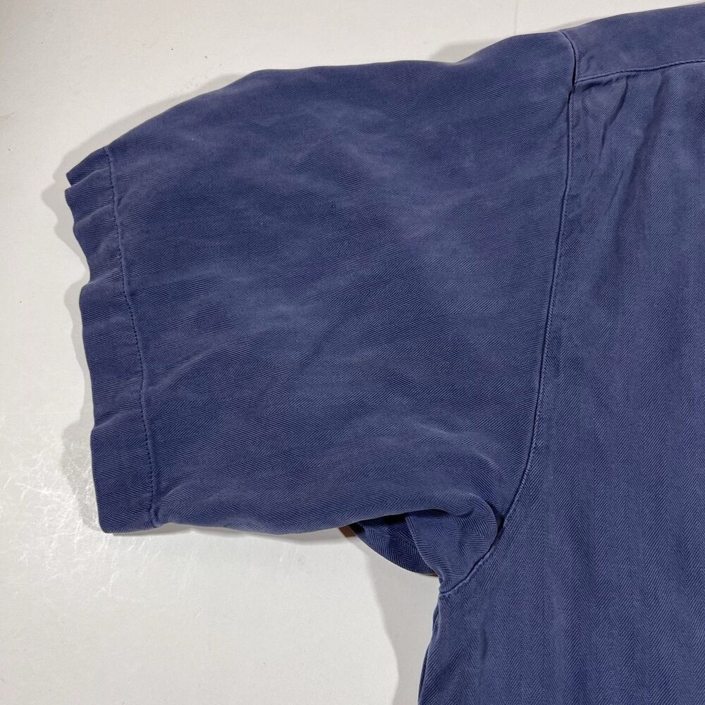 Tommy Bahama 100% Silk Herringbone Short Sleeve Camp Shirt Blue Men's Large Y2K - Picture 5 of 8